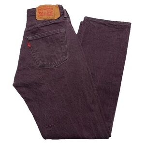 Levis 501 Jeans Burgundy Purple Button Fly White Oak Cone Denim Pants Mens 30